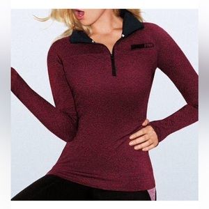Victoria Secret PINK Long Sleeve 1/4 zip pullover burgundy Swesthsirt
